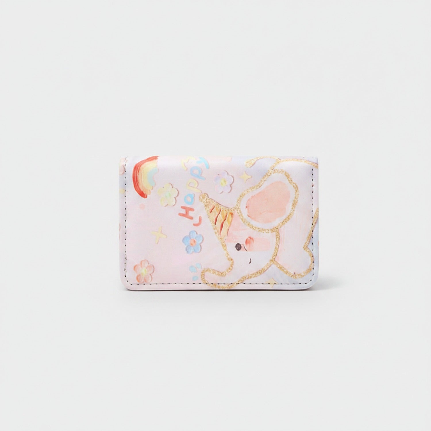 Pastel Teddy Bear Card Holder With Gold Chain Detail