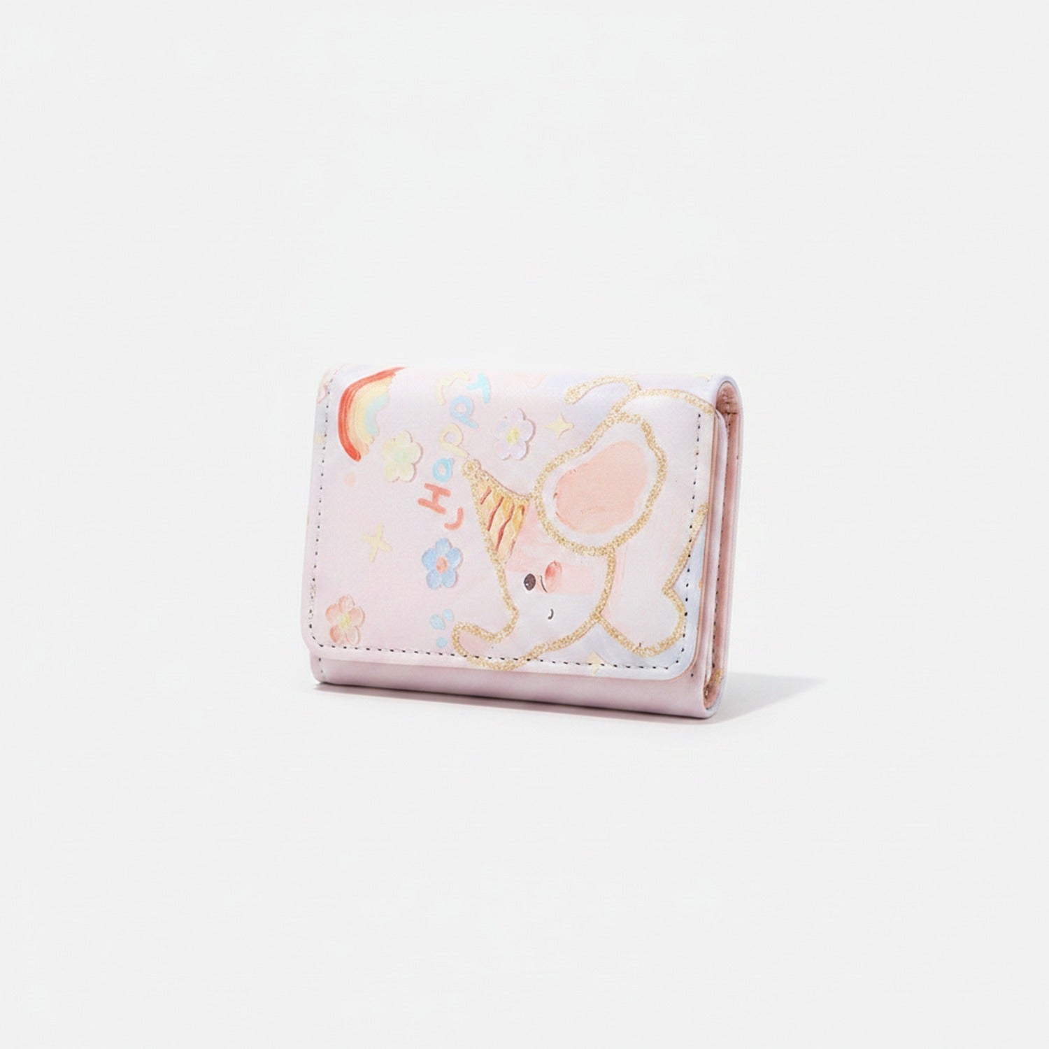 Pastel Teddy Bear Card Holder With Gold Chain Detail