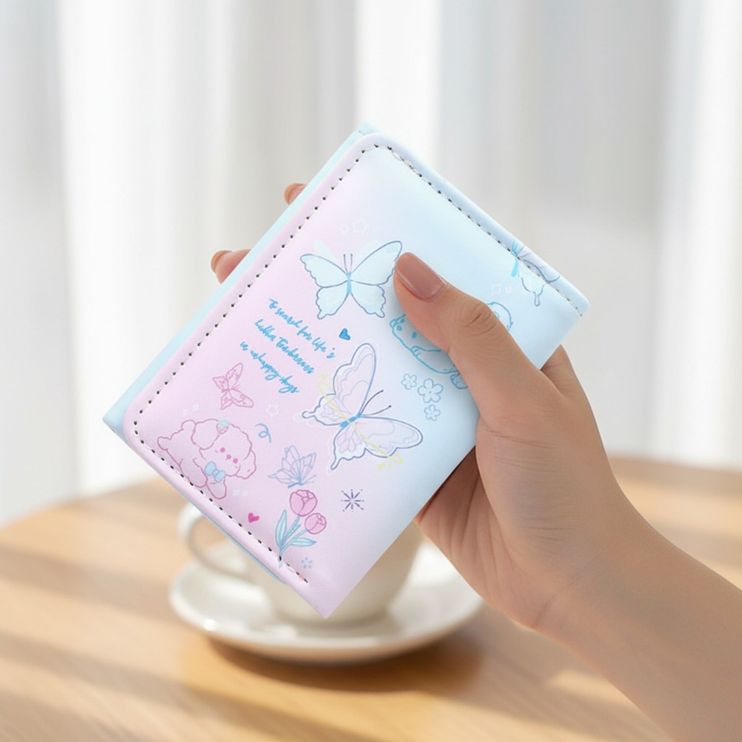 Butterfly Pastel Gradient Trifold Wallet