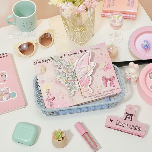 Butterfly Flower Stationery Set Pink (view 2)