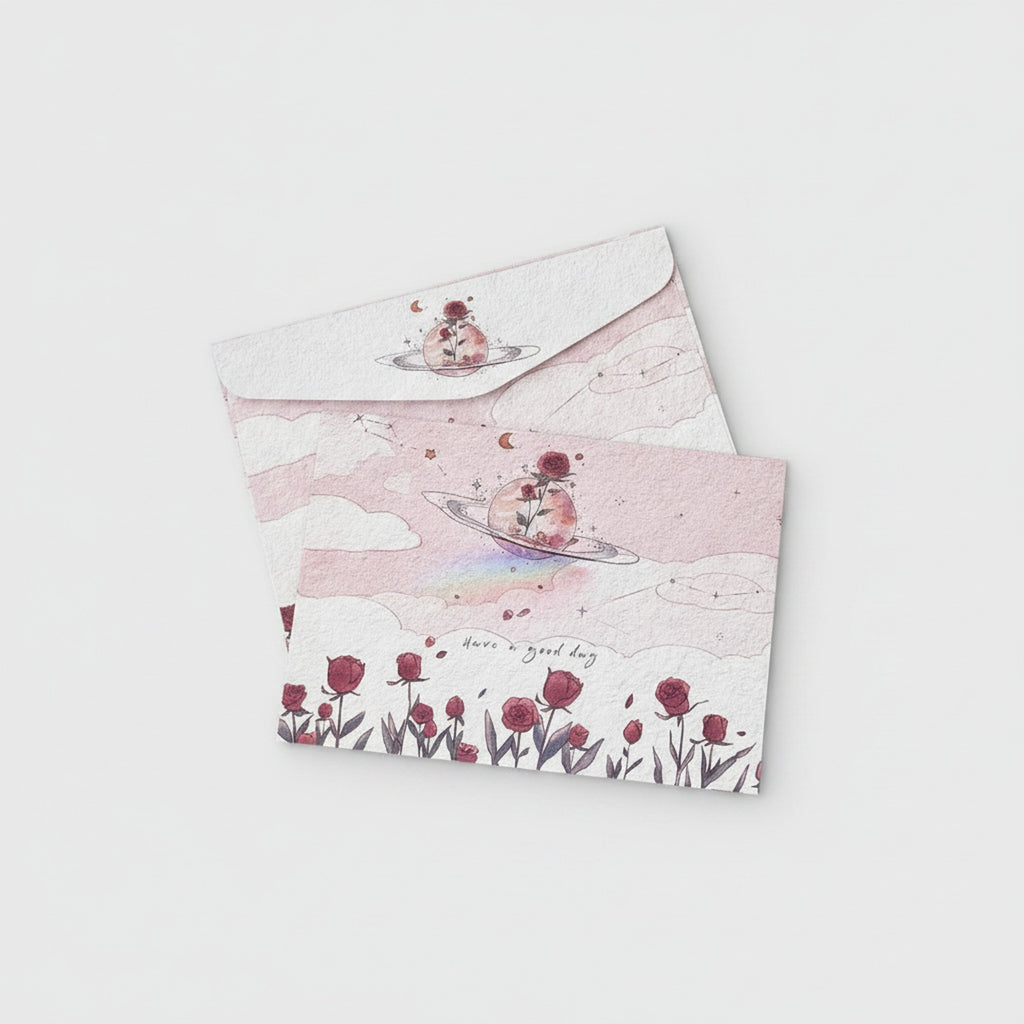Pink Rose Flower Letter Writing Pad Set – stationery (view 1)