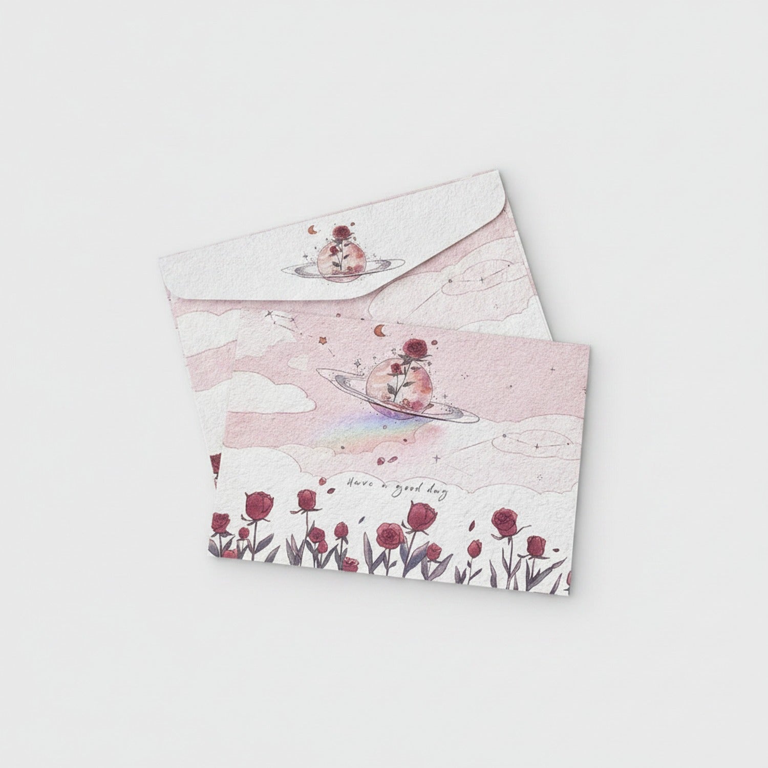 Pink Rose Flower Letter Writing Pad Set