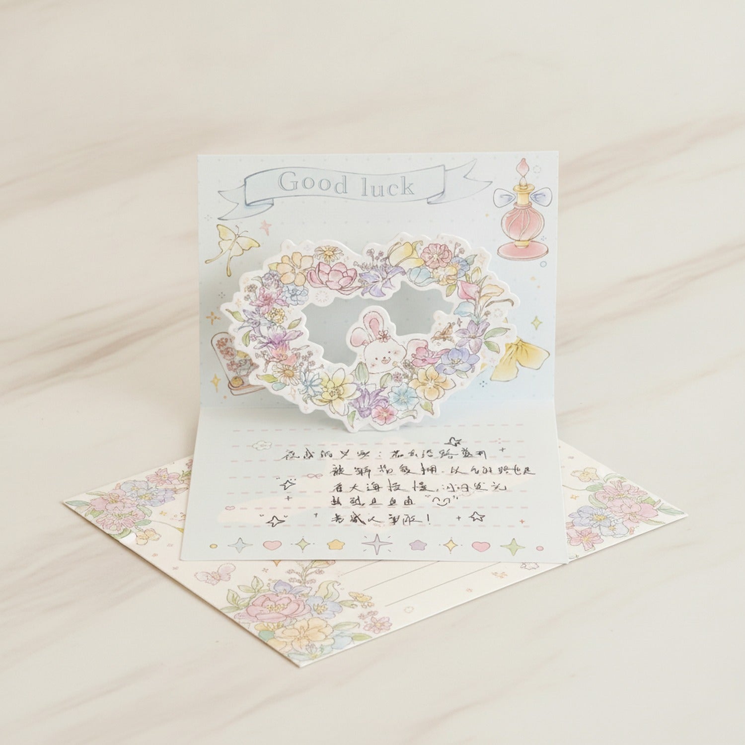 Floral Good Luck Pop-Up Greeting Card