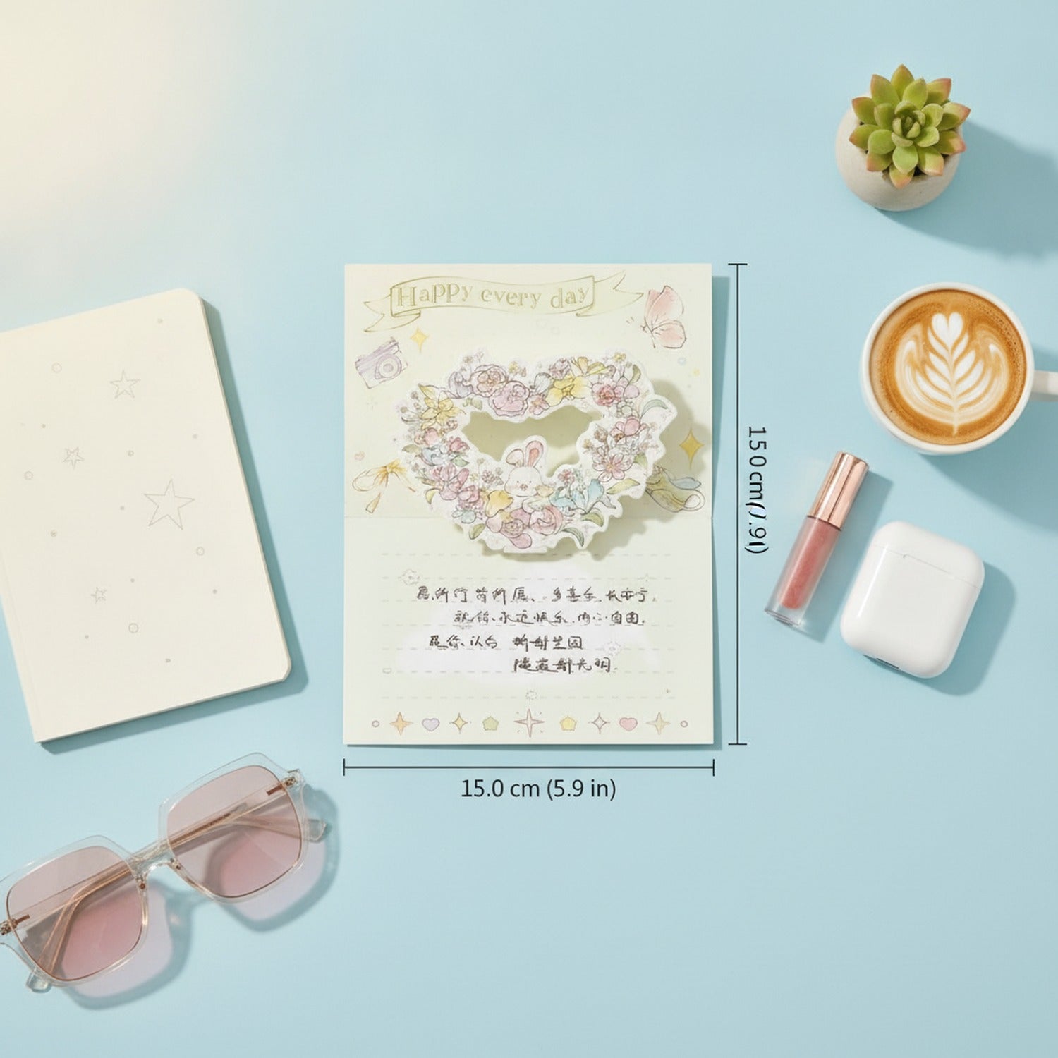Floral Pop-Up Greeting Card With Butterfly Design – stationery (view 3)