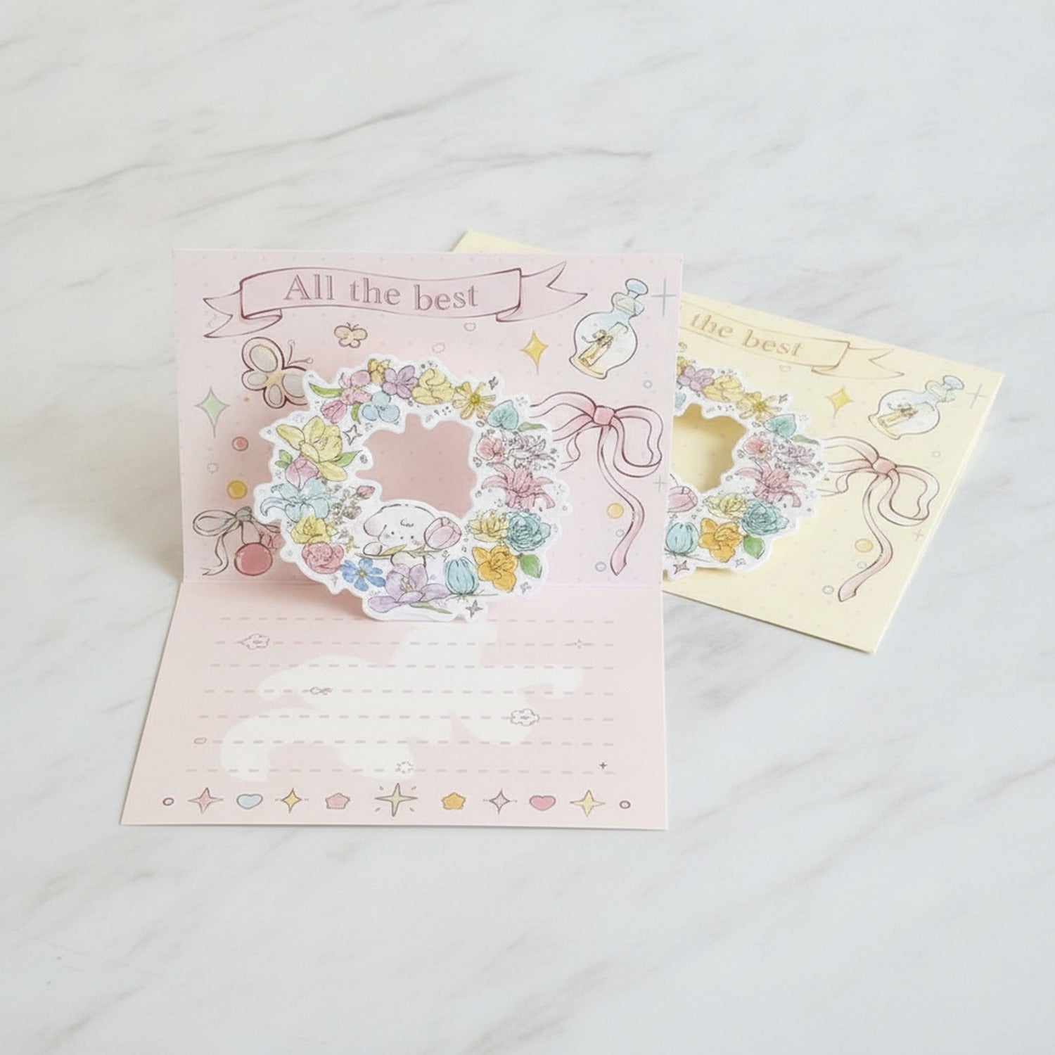 Floral Pop-Up Greeting Cards With Ribbon Bow