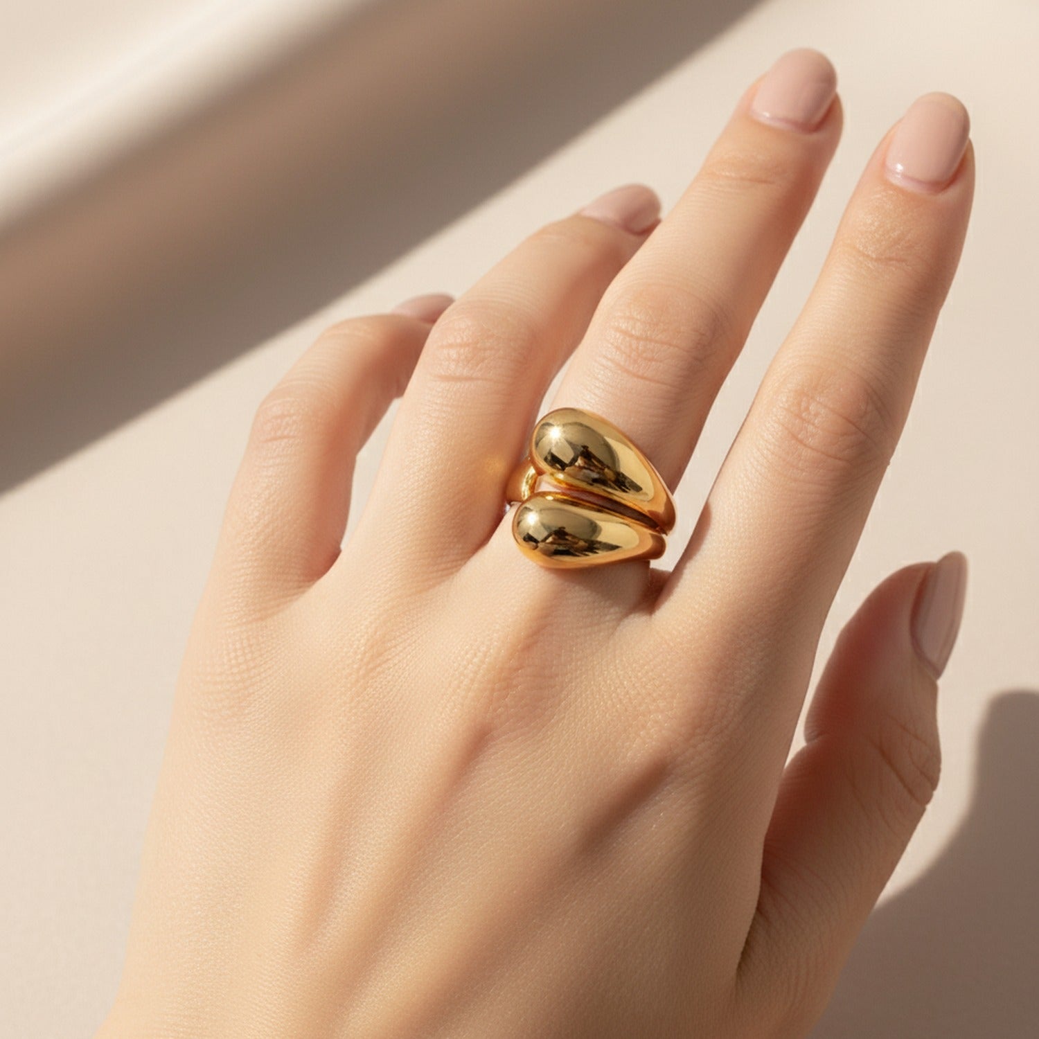 Gold Chunky Bubble Statement Ring Set