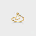 Gold Heart Charm Ring Set with Crystals