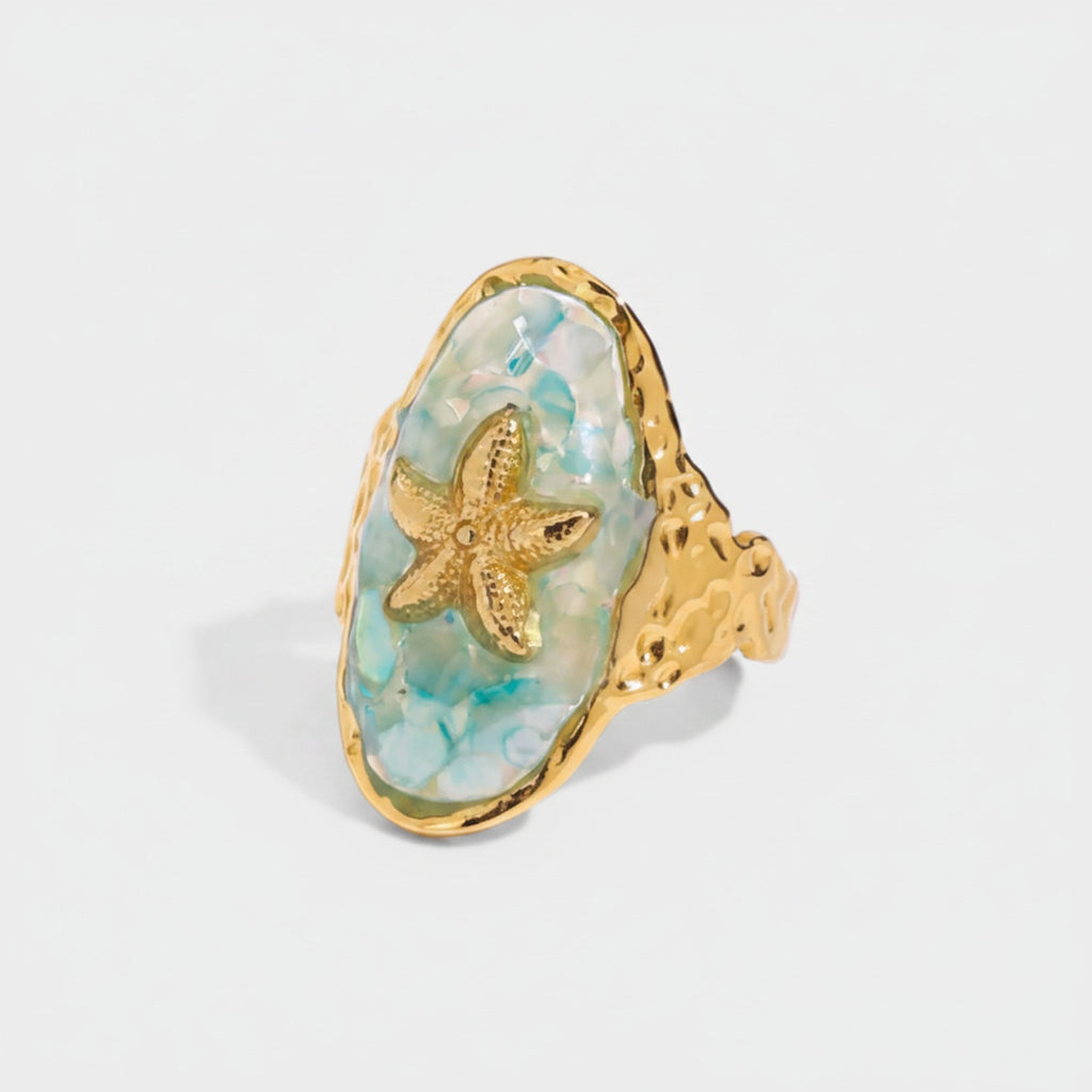 Starfish Gold Ring With Opal Stone