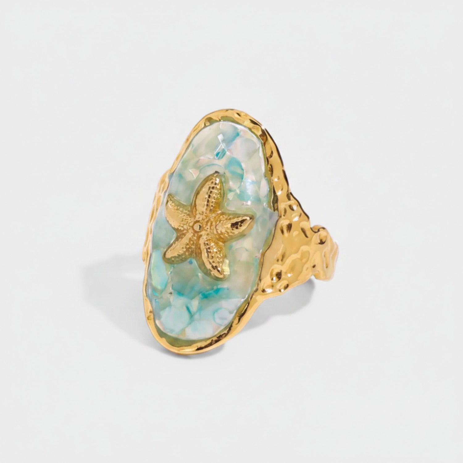 Starfish Gold Ring With Opal Stone
