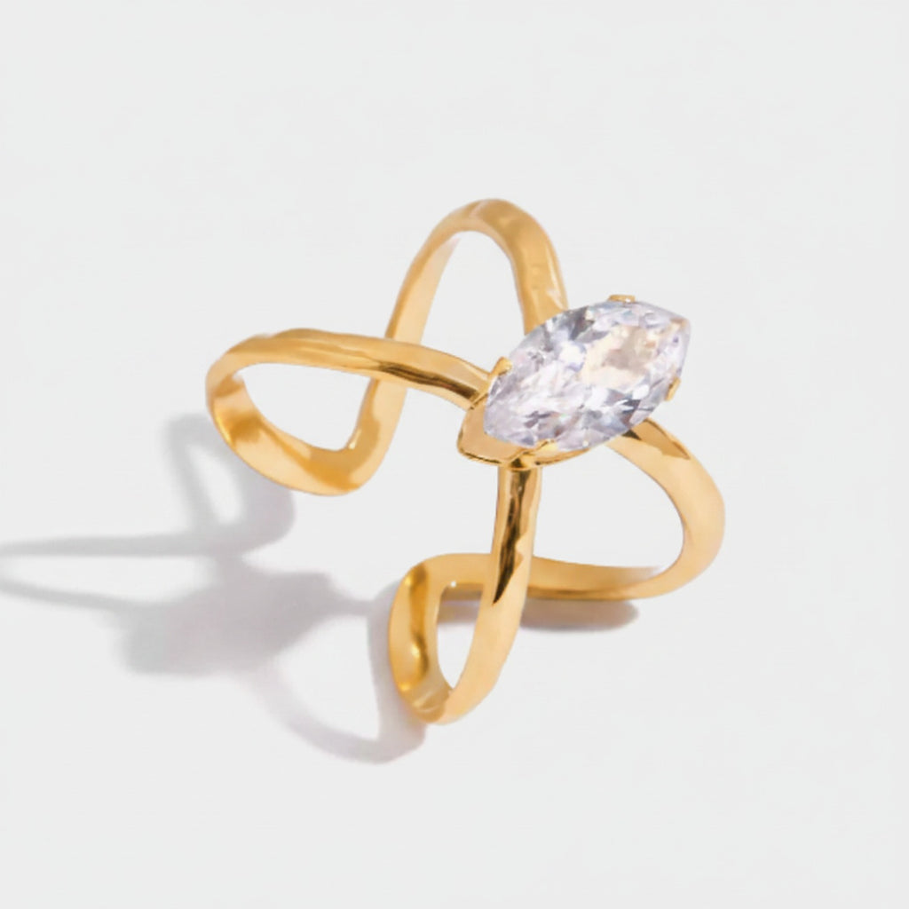 Gold Marquise Crystal Statement Ring