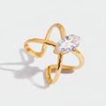 Gold Marquise Crystal Statement Ring