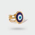 Gold Evil Eye Ring with Blue Center