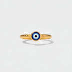 Gold Evil Eye Ring With Textured Band