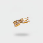 Gold Rhinestone Bow Ring Set Stack