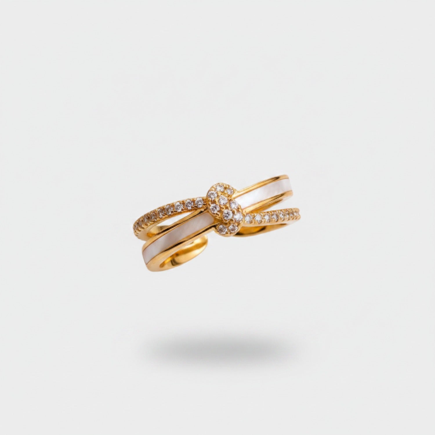 Gold Rhinestone Bow Ring Set Stack