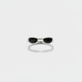 Oval Black Lens Sunglasses Ring Set