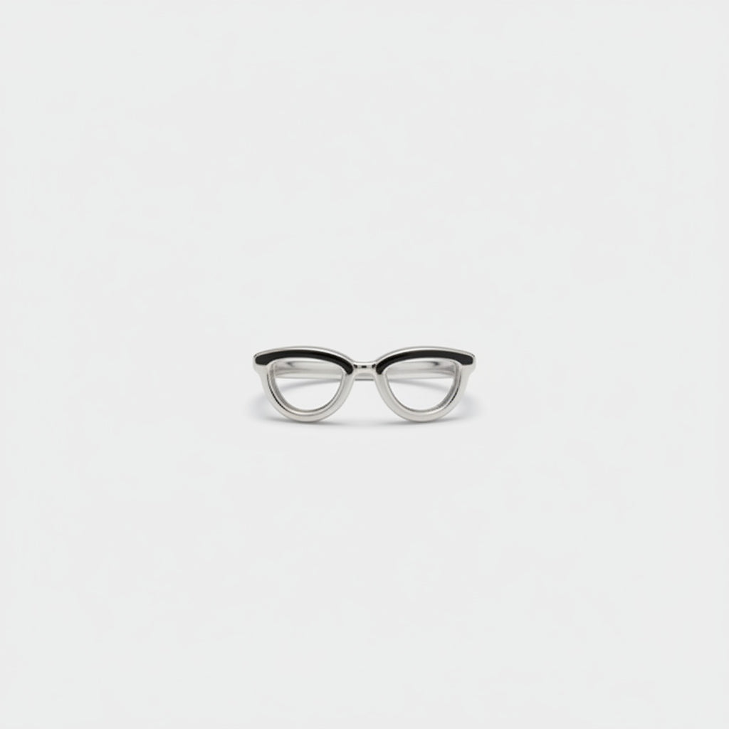 Clear & Black Rounded Eyeglass Ring Set