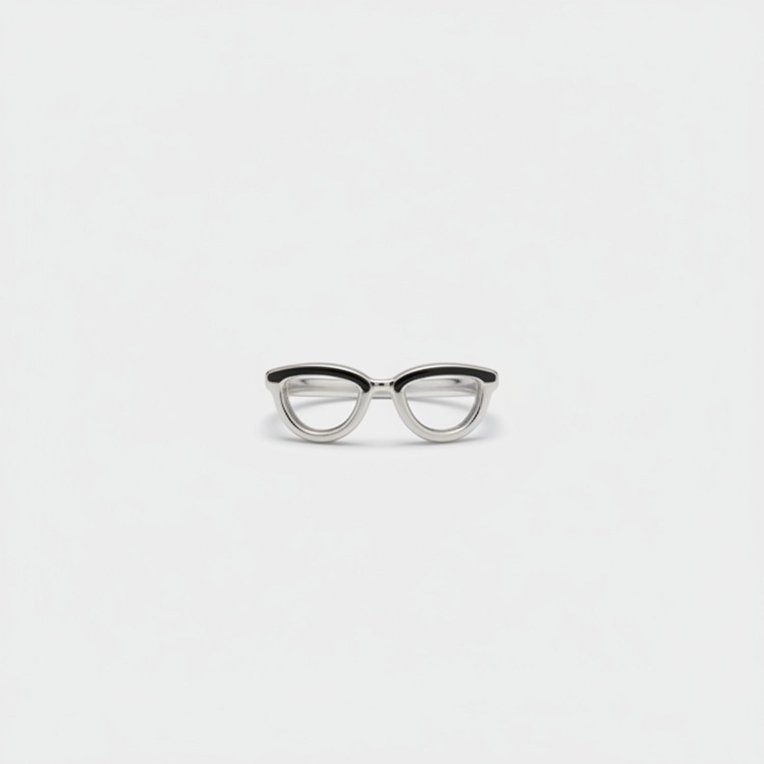 Clear & Black Rounded Eyeglass Ring Set