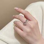 Clear & Black Rounded Eyeglass Ring Set