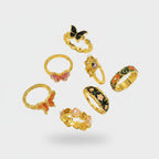 Gold Butterfly Flower Ring Set Collection