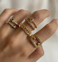 Gold Rhinestone Ring Set With Black Stone Details – jewelry (view 1)