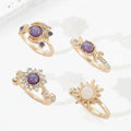 Celestial Amethyst & Opal Rhinestone Ring Set – jewelry (view 1)