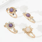 Celestial Amethyst & Opal Rhinestone Ring Set – jewelry (view 1)