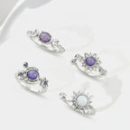 Celestial Purple Amethyst Moon Star Ring Set