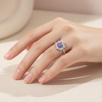 Celestial Purple Amethyst Moon Star Ring Set