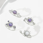 Celestial Purple Amethyst Moon Star Ring Set – jewelry (view 1)