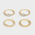 Gold Rhinestone Marquise Ring Set - 4 Pack