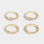 Gold Rhinestone Marquise Ring Set - 4 Pack