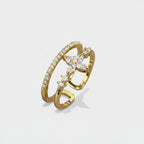 Gold Rhinestone Butterfly Ring Set