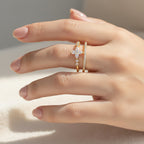 Gold Rhinestone Butterfly Ring Set