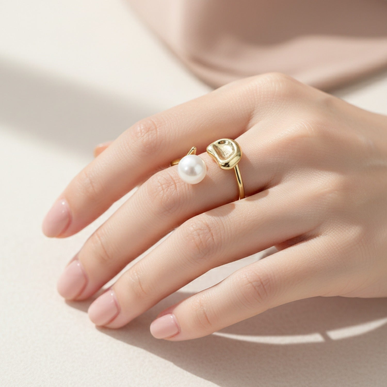 Pearl Gold Wrap Ring Statement Design