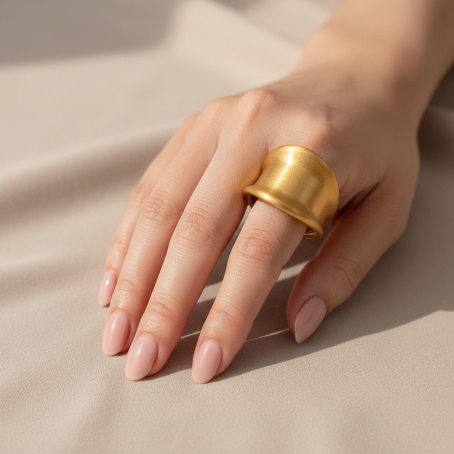 Gold Chunky Dome Cuff Ring