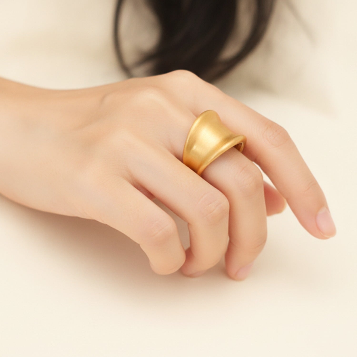 Gold Chunky Dome Cuff Ring