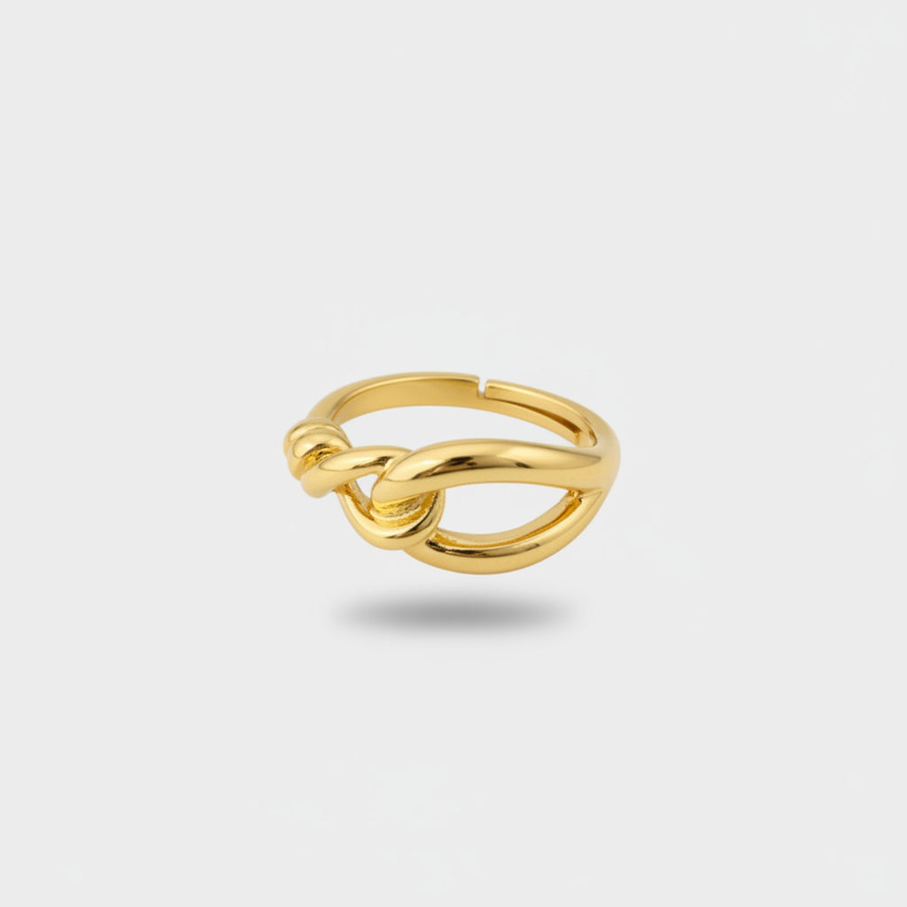 Gold Twisted Knot Ring Statement Design