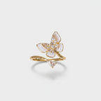 Mother of Pearl Flower Butterfly Ring Set