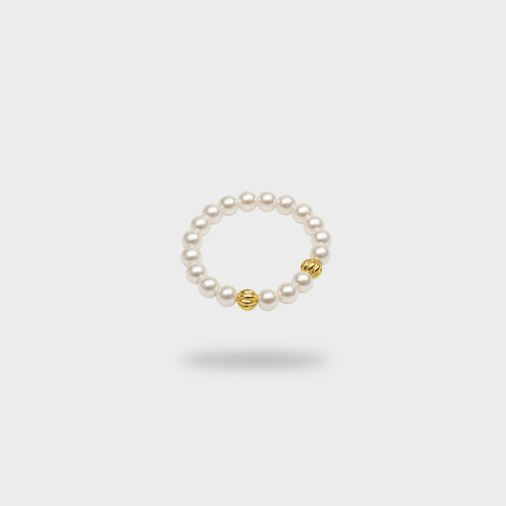 Pearl Beaded Bracelet With Gold Accents