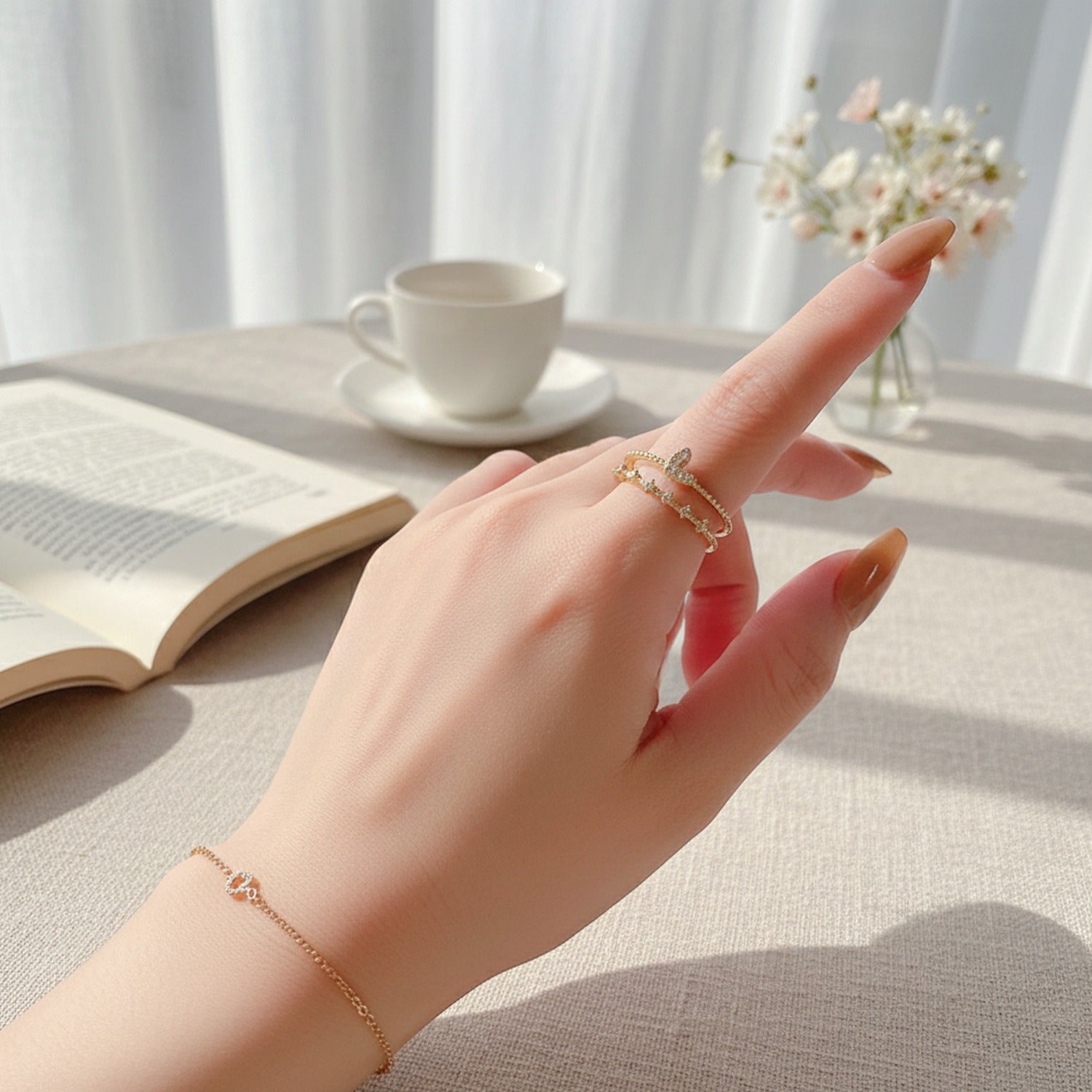 Gold Rhinestone Snake Ring Set – jewelry (view 3)