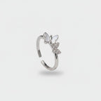 Butterfly Rhinestone Open Ring Silver