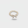 Pearl Beaded Ring With Silver Bow Charm