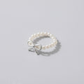 Pearl Beaded Ring With Silver Bow Charm – jewelry (view 1)