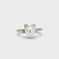 Pearl Cat Ear Ring with Rhinestone Details