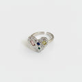 Colorful Gemstone Heart Adjustable Ring