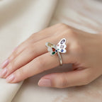 Multicolor Gemstone Butterfly Ring Set