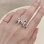 Multicolor Gemstone Butterfly Adjustable Ring – jewelry