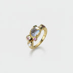 Moonstone Pearl & Purple Gemstone Ring Set