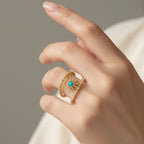 Turquoise Star Flower Gold Beaded Ring Set